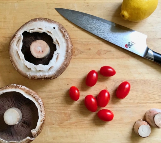 Alex Guarnaschelli The Home Cook cookbook recipe for healthy portobello mushroom sandwich with goat cheese and tomatoes