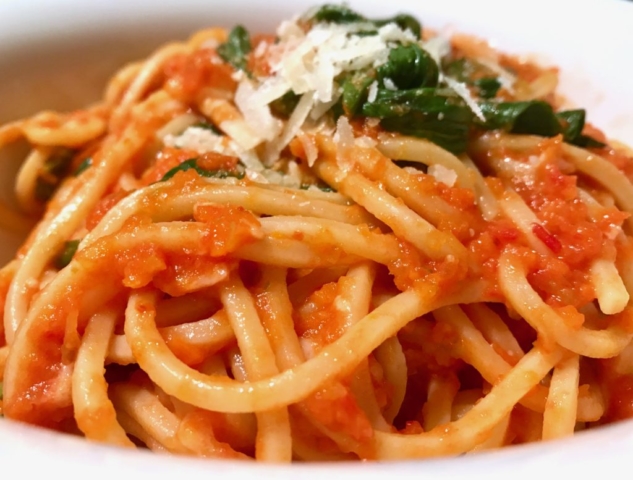 Marcella Hazan cookbook recipe tomato sauce II taste test with Scarpetta spaghetti sauce pomodoro