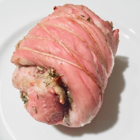 Scarpetta cookbook recipe for roasted porchetta, Italian pork belly with spices